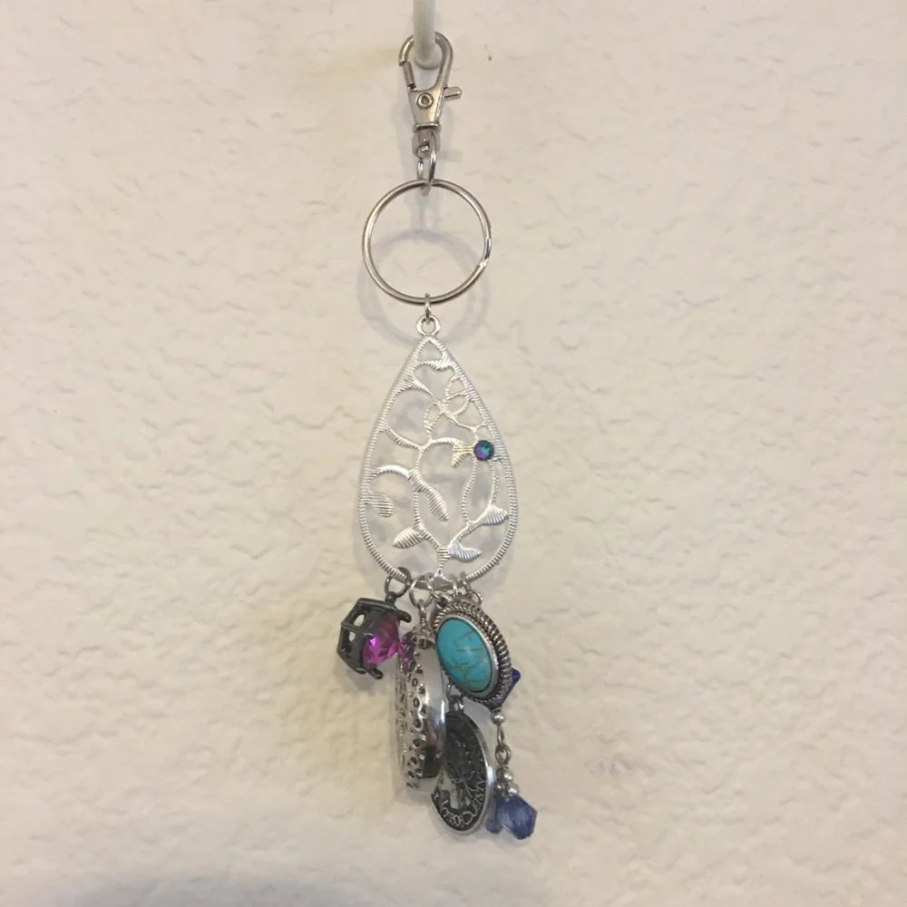 Vintage repurpose salvaged estate gem keychain